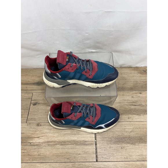 Adidas Nite Jogger Mens Sz 10 Teal Burgundy Suede Boost Sneakers EE5872‎ - Picture 9 of 10